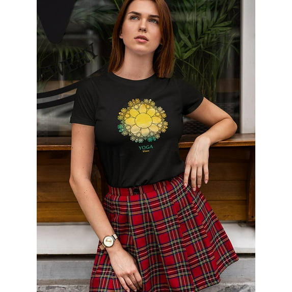 Watercolor Floral Yoga Mandala T-Shirt Women -Image by Shutterstock, Female x-Large