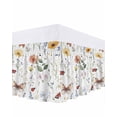 thumbnail image 1 of Watercolor Flower Bed Skirt King Size 18" Drop Butterfly Vintage Colorful Leaves Ruffled Wrap Around Bed Skirts Adjustable Elastic Bedskirt Dust Ruffle for King Size Bed, 1 of 7