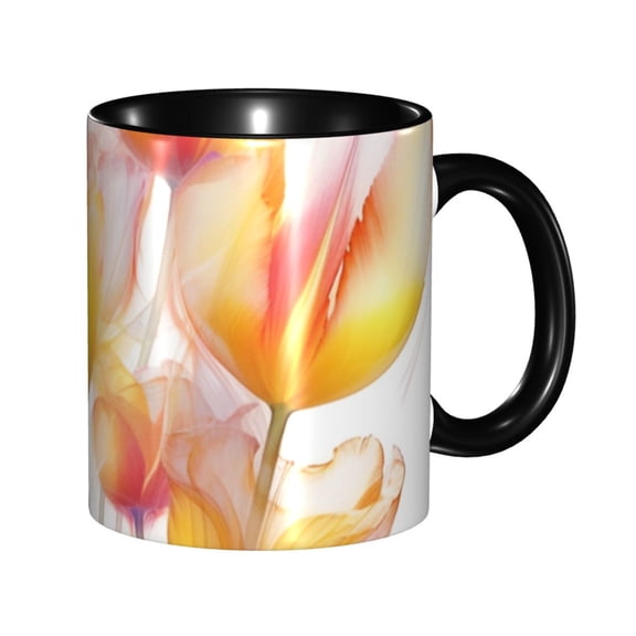 Watercolor Flower Coffee Mug Fun Custom Ceramic Mugs 11oz Black