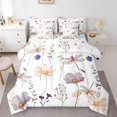 thumbnail image 1 of Watercolor Flower Comforter Set Queen Size,Dragonfly Bedding Set Women,Plum Beige Floral Bed In A Bag(Comforter+Fitted+Flat Sheet+2 Pillowcases+2 Throw Pillow Covers) 7 Pieces Bed Set, 1 of 4
