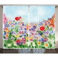 thumbnail image 1 of Ambesonne Floral Curtains 2 Panel Set, Summer Blooms, 108" x 84", Red Green Purple, 1 of 3