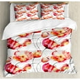 thumbnail image 1 of Watercolor Flower Duvet Cover Set, Shaded Large Poppy and Tulip Flower Painting Spring Blooms Season, Decorative 3 Piece Bedding Set with 2 Pillow Shams, Queen Size, Red White Orange, by Ambesonne, 1 of 3