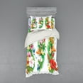 thumbnail image 1 of Watercolor Flower Duvet Cover Set, Tropical Christmas Bouquet Tropical Hibiscus Blossoms Leaf Butterfly, Bedding Set with Shams and Fitted Sheet, 3 Sizes, by Ambesonne, 1 of 3