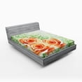 thumbnail image 1 of Ambesonne Green Fitted Sheet, Watercolor Roses, Queen Size, Orange Green, 1 of 2