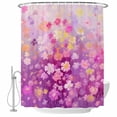 thumbnail image 1 of Watercolor Flower Floral Fabric Shower Curtain Branch Leaves Colorful Washable Shower Curtains for Bathroom, Waterproof Bath Curtain with Hooks Home Decor 36x72in, 1 of 8