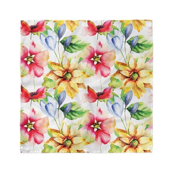 Watercolor Flower Head Scarf, Country Artwork, Head Wrap, 3 Sizes, by Ambesonne