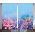 thumbnail image 1 of Ambesonne Floral Curtains 2 Panel Set, Retro Cherry Blossom, 108" x 90", Pink Blue, 1 of 3