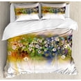 thumbnail image 1 of Watercolor Flower Home Decor Queen Size Duvet Cover Set, Vogue Display Wisteria Violets Wreath Fragrant Plants Herbs Artsy, Decorative 3 Piece Bedding Set with 2 Pillow Shams, Multi, by Ambesonne, 1 of 3
