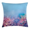 thumbnail image 1 of Watercolor Flower Home Decor Throw Pillow Cushion Cover, Retro Cherry Blossom Petal Perennial Herb Botanic Habitat Print, Decorative Square Accent Pillow Case, 24 X 24 Inches, Pink Blue, by Ambesonne, 1 of 2