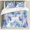 thumbnail image 1 of Watercolor Flower House Decor Queen Size Duvet Cover Set, Spring Season Blossoms Mother Earth Petals Bouquet Design, Decorative 3 Piece Bedding Set with 2 Pillow Shams, Blue Yellow, by Ambesonne, 1 of 3