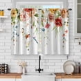 thumbnail image 1 of Watercolor Flower Kitchen Window Curtains: Colorful Floral Aesthetic Short Cafe Curtains Decor for Living Room Tier Curtains for Bathroom Rod Pocket Window Drapes 36 Inch Length 2 Panels Set, 1 of 5