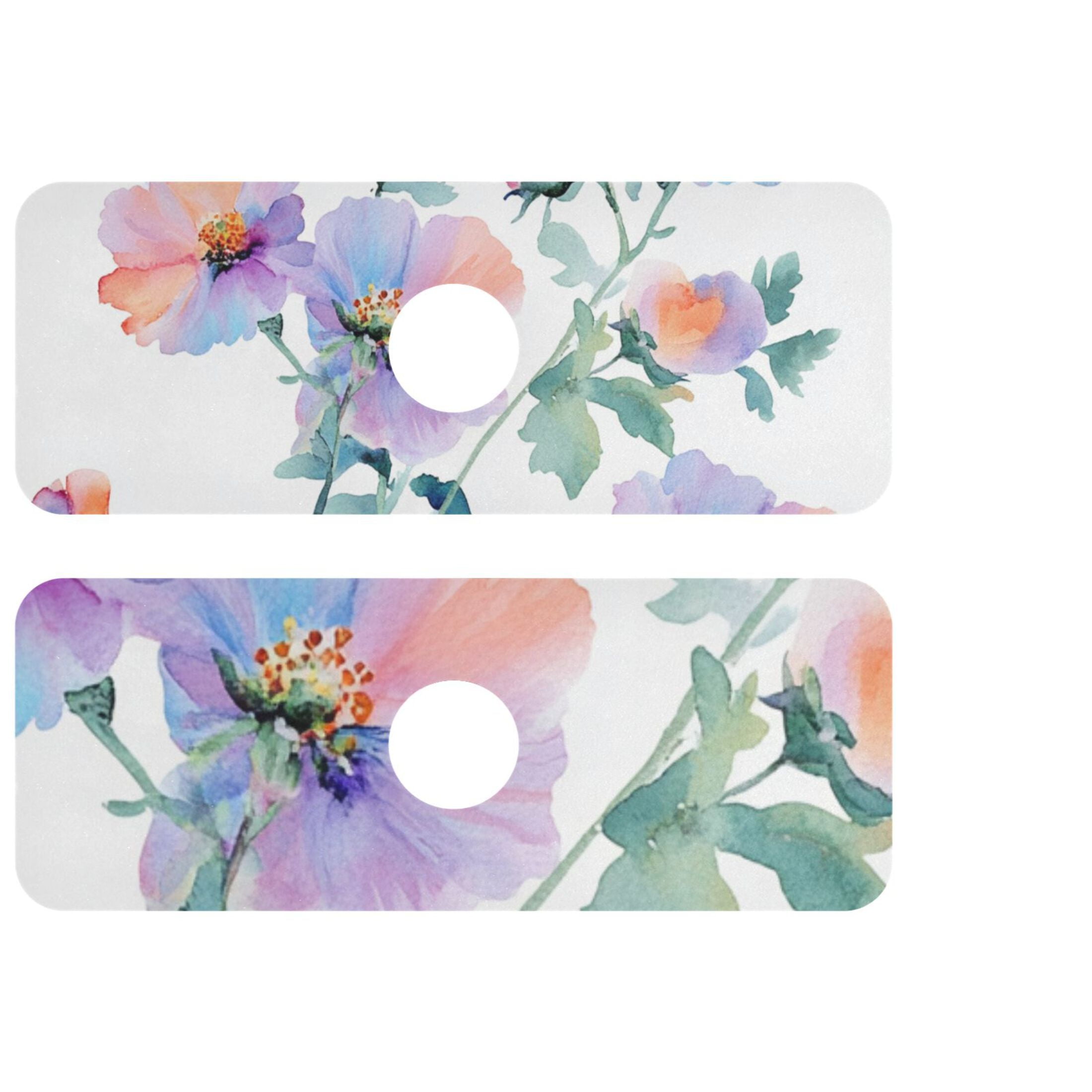 Watercolor Flower Note Kitchen Sink Splash Guard, Silicone Sink Faucet ...