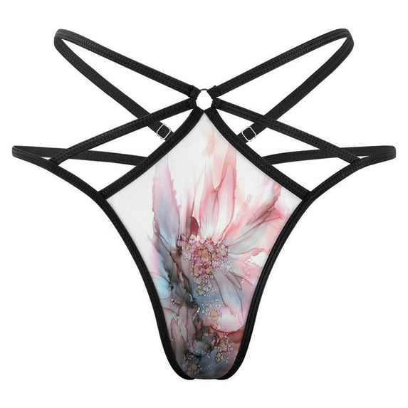 Watercolor Flower Open Type Women's Panties Crotch Opening G-strings Thongs Lingeries Underwear