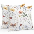 thumbnail image 1 of Watercolor Flower Outdoor Pillow Covers Pack of 2 Butterfly Vintage Colorful Leaves Waterproof Throw Pillow Covers Decorative Cushion Cases for Patio Garden Tent Balcony Couch 26x26 inch, 1 of 8