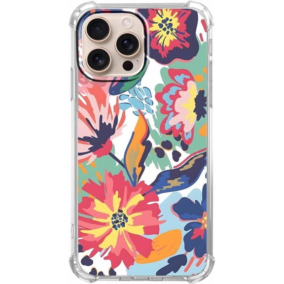 Watercolor Flower Painting Case for iPhone 16 Pro Max, Aesthetic Soft TPU Full Cover Case for iPhone 16 Pro Max