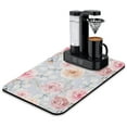 thumbnail image 1 of Watercolor Flower Pattern Coffee Bar Mat, Absorbent Vintage Dish Drying Pad, Botanical Kitchen Counter Protector, 1 of 5