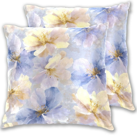 Watercolor Flower Petals Throw Pillow Covers Pillowcases 18 x 18 Inch Home Decor 2 Packs for Bedroom Sofa