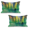 thumbnail image 1 of Watercolor Flower Quilted Pillowcover Set of 2, Abstract Style Spring Floral Watercolor Style Painting Image Nature Art, Standard Queen Size Pillow Cover Bedroom, 36" x 20", Green Yellow, by Ambesonne, 1 of 1