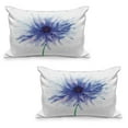 thumbnail image 1 of Watercolor Flower Quilted Pillowcover Set of 2, Single Large Petite Cornflower Plain Background Mother Earth Paint, Standard Queen Size Pillow Cover Bedroom, 30" x 20", Navy Blue White, by Ambesonne, 1 of 1