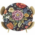 thumbnail image 1 of Watercolor Flower Round Tablecloth 45-54 Inch Round Fitted Table Cloth with Elastic Edge, Seasonal Botanical Blooms Spring Waterproof Table Cover Protector for Outdoor Picnic Party Dining, 1 of 6