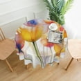 thumbnail image 1 of Watercolor Flower Round Tablecloth 60 Inch Polyester Table Cover Kitchen Dinning Washable Indoor Outdoor Party Wedding Picnic Holiday, 1 of 5