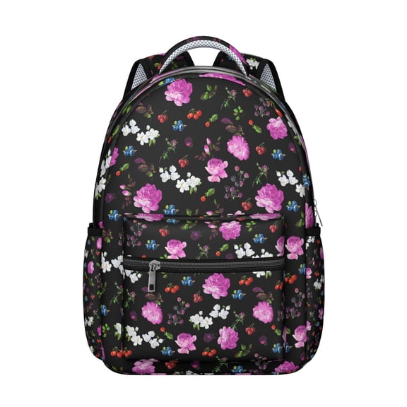 Watercolor Flower School Backpack - Breathable Waterproof Bookbag with Padded Straps