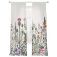thumbnail image 1 of Watercolor Flower Sheer Curtains 108 Inch Long 2 Panels, Pink Flowers Vintage Country Style Light Filtering Rod Pocket Semi Sheer Curtains, Sheer Voile Drapes for Living Room Bedroom, 52"x108", 1 of 5