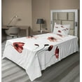 thumbnail image 1 of Ambesonne Flower Fitted & Top Sheet Set with Sham, Watercolor Nature, Orange White, 1 of 4