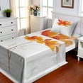 thumbnail image 1 of Ambesonne Nature Fitted & Top Sheet Set with Sham, Romantic Poppy, White Orange, 1 of 5
