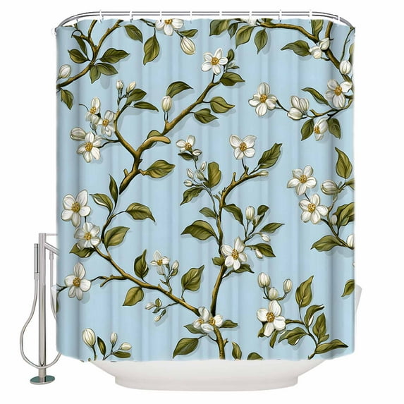Watercolor Flower Shower Curtains for Bathroom Waterproof Fabric Bath Curtains Decor Bath Tub Curtain Blooms Wildflower Garden Motifs Floral Decorative Shower Curtain Sets with 12 Hooks, 72x72 Inch