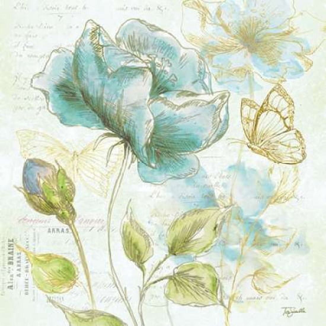 Watercolor Flower Sketch Blue I Canvas Art - Tre Sorelle Studios (24 x 24)