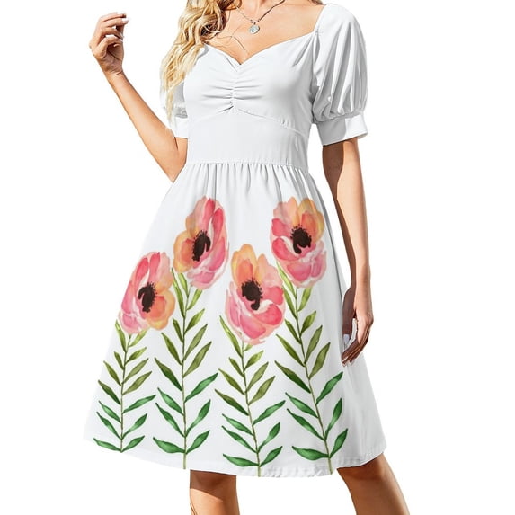 Watercolor Flower Sleeveless Dress wedding dresses for parties beach dresses