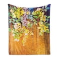 thumbnail image 1 of Watercolor Flower Soft Flannel Fleece Blanket, Soft Colored Spring Flowers and Leaves on Misty Retro Backdrop Nature Art, Cozy Plush for Indoor and Outdoor Use, 70" x 90", Multicolor, by Ambesonne, 1 of 5