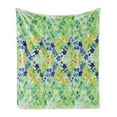 thumbnail image 1 of Watercolor Flower Soft Flannel Fleece Blanket, Orderly Symmetric Interlace Japanese Inspired Garden Flowers Hand Drawn, Cozy Plush for Indoor and Outdoor Use, 50" x 70", Green Blue, by Ambesonne, 1 of 5