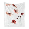 thumbnail image 1 of Watercolor Flower Soft Flannel Fleece Blanket, Flower in Watercolor Painting Style Romantic Dramatic Nature Elements, Cozy Plush for Indoor and Outdoor Use, 70" x 90", Orange White, by Ambesonne, 1 of 5