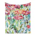 thumbnail image 1 of Watercolor Flower Soft Flannel Fleece Blanket, Painting of Summer Spring Flowers in Faded Colors Floral Seasonal Print, Cozy Plush for Indoor and Outdoor Use, 50" x 60", Multicolor, by Ambesonne, 1 of 6