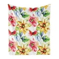thumbnail image 1 of Watercolor Flower Soft Flannel Fleece Throw Blanket, Spring Flora Pattern Print Painting Effect Country Style Artwork, Cozy Plush for Indoor and Outdoor Use, 70" x 90", Multicolor, by Ambesonne, 1 of 5