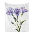 thumbnail image 1 of Watercolor Flower Soft Flannel Fleece Throw Blanket, Wild Flowers Drawing of Romantic Summer Theme Mother Earth Art, Cozy Plush for Indoor and Outdoor Use, 50" x 60", White Violet Green, by Ambesonne, 1 of 6