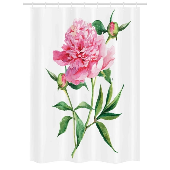 Watercolor Flower Stall Shower Curtain, Vintage Peony Painting Botanical Spring Garden Flower Nature Theme, Fabric Bathroom Set with Hooks, 54W X 78L Inches, Pink White Green, by Ambesonne