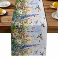 thumbnail image 1 of Watercolor Flower Table Runner, Hummingbird Hand-painted Flowers Bird Kitchen Table Runners Dress Scarves for Table Decorations Party/Restaurant/Indoor Outdoor Use, 13x36in, 1 of 9