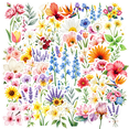 thumbnail image 1 of Watercolor Flower Theme Stickers, Waterproof Flower Theme Sticker for Water Bottle Laptop Phone Cases Planner Skateboard Luggage Helmet Party Favor Decor, Ideal for Adults Teens Teacher Rewards, 1 of 9