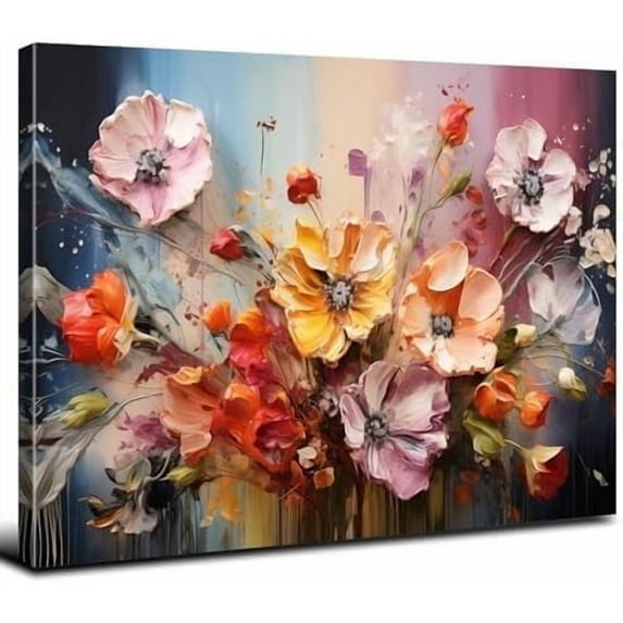 Watercolor Flower Wall Art Modern Abstract Poppy Floral Wall Decor for Bathroom Girl Bedroom Aesthetic Wildflower Picture Canvas Prints Spring Botanical Paintings Framed Artwork 12x16