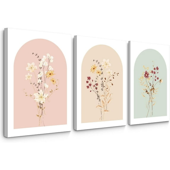Watercolor Flower Wall Art Set of 3 Wildflower Floral Wall Decor Pictures Botanical Canvas Wall Art Vintage Prints Boho Flower Painting Minimalist Floral Poster for Room Bedroom