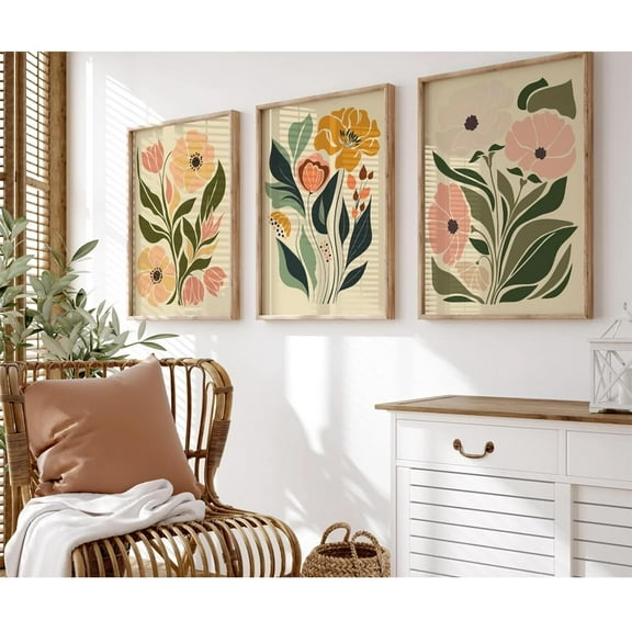 Watercolor Flower Wall Art Set of 3 Wildflower Floral Wall Decor Pictures Botanical Canvas Wall Art Vintage Prints Boho Flower Painting Minimalist Floral Poster for Room Bedroom 16x24 Inch d