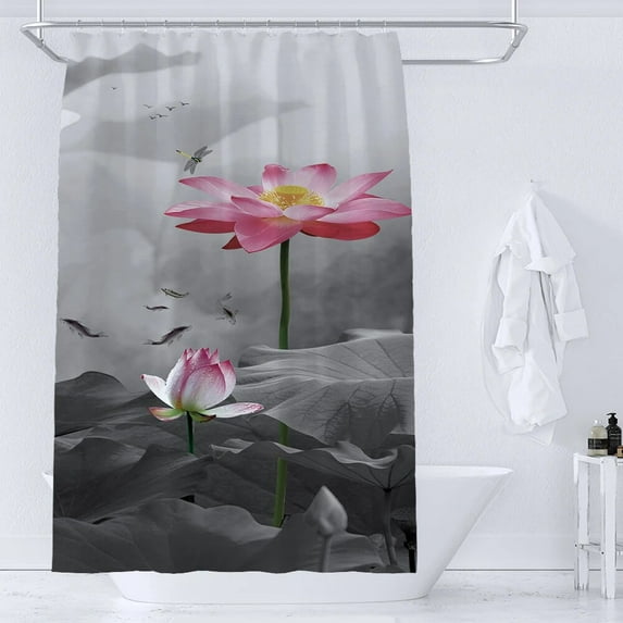 Watercolor Flower lotus Plant Shower Curtains Waterproof Polyester Fabric Home Bathroom Decoration Accessories Bathtud Curtain