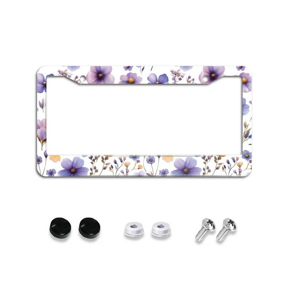 Watercolor Flowers 1 License Plate Frames for Women Men Car Plate Holder Cover Metal Tag Aluminum Car Accessories Front Rear Plate Decor