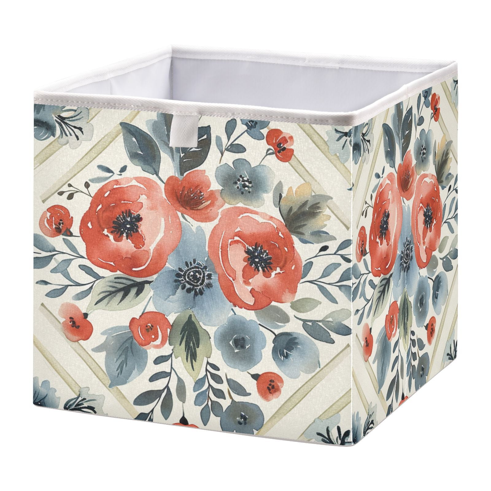 Watercolor Flowers 6 Storage Box, Fabric Cube Storage Box, Collapsible ...