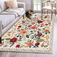 thumbnail image 1 of Watercolor Flowers Area Rug 4x6 Washable Rug Non Slip Rustic Spring Floral Botanical Beige Large Area Rug Indoor Floor Carpet for Entryway Bedroom Kitchen Living Room Home Office Dining Room Nursery, 1 of 8
