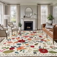 thumbnail image 1 of Watercolor Flowers Area Rug 5x8 Washable Rug Non Slip Rustic Spring Floral Botanical Beige Large Area Rug Soft Stainresistant Indoor Floor Carpet for Living Room Bedroom Home Office Dining Room, 1 of 8