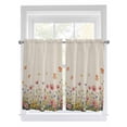 thumbnail image 1 of Watercolor Flowers Bathroom Window Curtain, Spring Daisy Floral Butterflly Beige Light Filtering Coffee Kitchen Curtains, Bedroom Living Room Curtains 2 Panel 84"x54", 1 of 6
